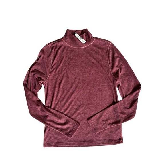 Madewell Heather Merlot Semi-Sheer Mock Turtleneck - Picture 2 of 5